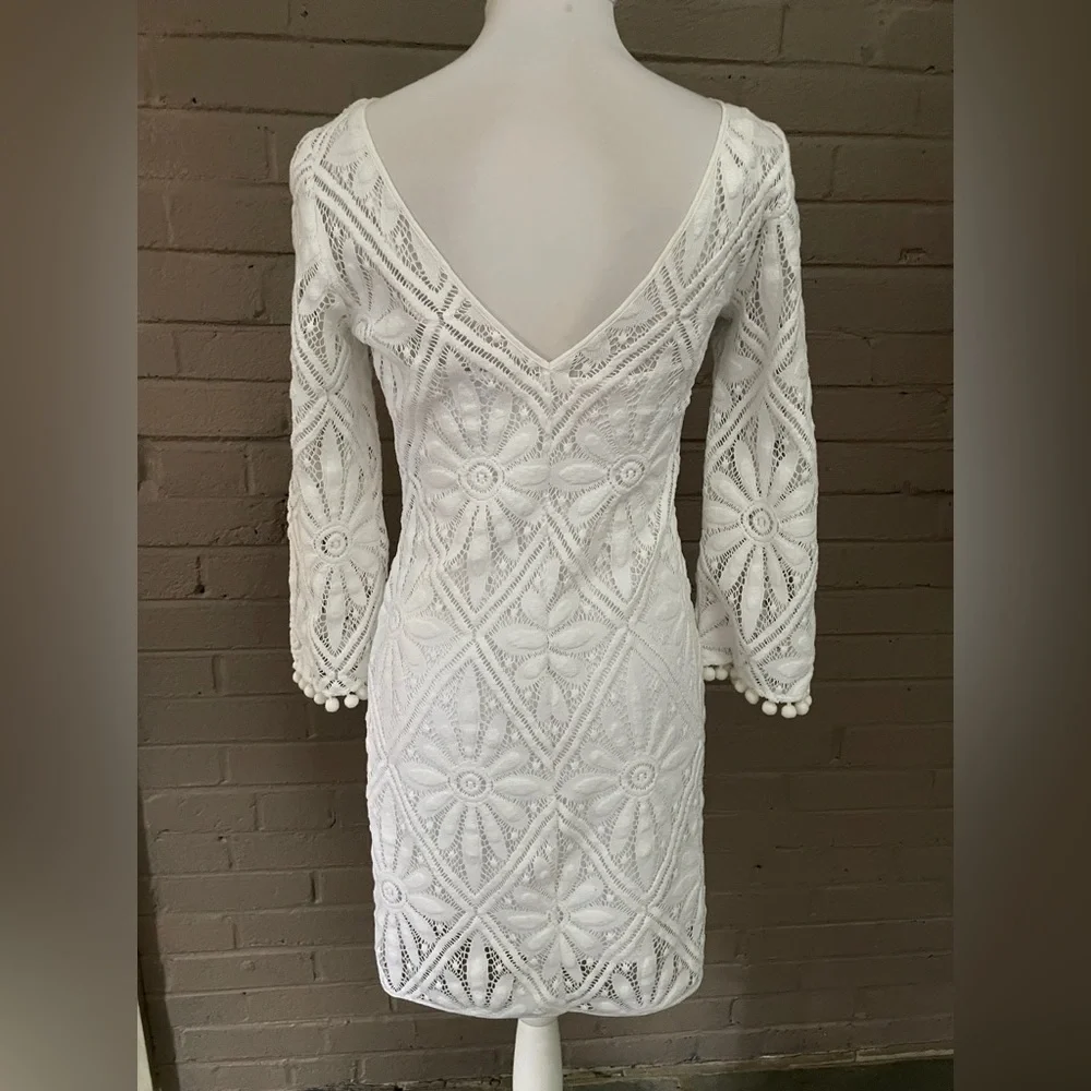 Lilly Pulitzer white v back floral lace dress XS